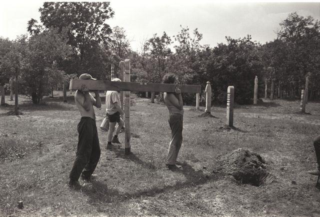 Az Inconnu Művészcsoport háromszázegy kopjafa felállításával tiszteleg a Rákoskeresztúri köztemető 301-es parcellájában nyugvó névtelen 1956-os áldozatok előtt